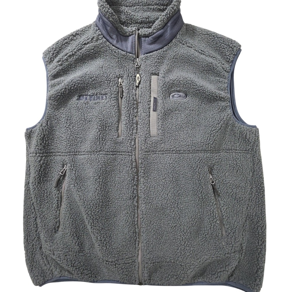 Drake Sherpa Fleece Vest Mens Large Gray Full Zip Outdoor‎ Warmth DW1604